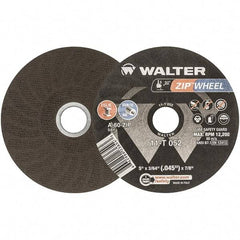 WALTER Surface Technologies - 5" 60 Grit Aluminum Oxide Cutoff Wheel - 3/64" Thick, 7/8" Arbor, 12,200 Max RPM, Use with Angle Grinders - A1 Tooling