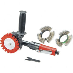 Dynabrade - 4" Wheel Diam, 3,200 RPM, Pneumatic Angle & Disc Grinder - 1/4-20 Spindle, 28 CFM, Rear Exhaust - A1 Tooling