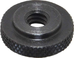 Gibraltar - 1/4-20" UNC Thread, Black Oxide Finish, Steel Round Knurled Check Nut - 7/32" Overall Height, 3/4" Head Diam, 1/2" Base Diam - A1 Tooling