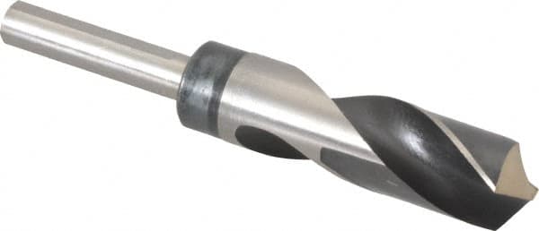 Hertel - 1" Drill, 118° Point, High Speed Steel Silver Deming & Reduced Shank Drill Bit - Oxide Finish, 6" OAL, Flats on Shank, 3" Flute Length, Right Hand Cut, Standard Point, Spiral Flute, Regular Spiral - A1 Tooling