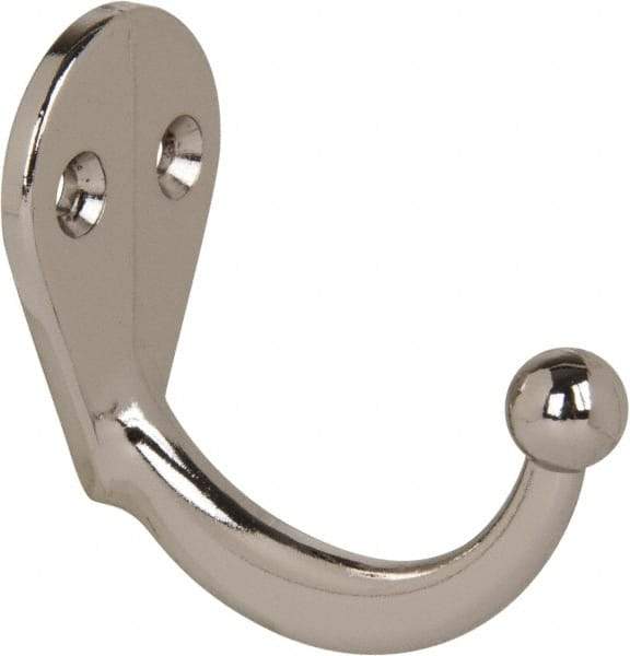 National Mfg. - 1" Wide x 1-3/4" High x 0.13" Thick, Single Prong Robe Hook - 1-3/4" Projection, Nickel Plated - A1 Tooling