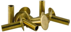 RivetKing - 0.1 to 0.17" Hole Diam, Countersunk Head, Zinc Plated Steel, Semi Tubular Rivet - 5/16 Head Diam, 1/4" Length Under Head, 150° Countersunk Head, 9/64 Body Diam - A1 Tooling