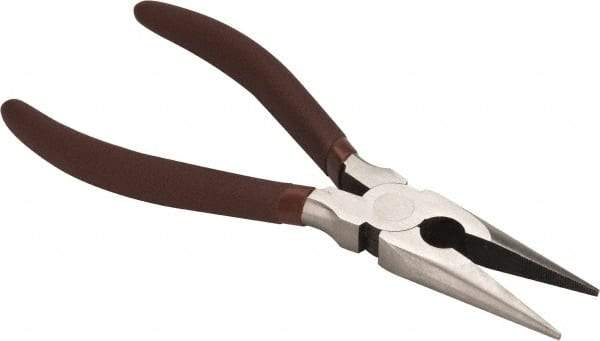 Paramount - 8" OAL, 2-23/64" Jaw Length x 7/8" Jaw Width, Long Nose Side Cutting Pliers - Serrated Jaw, Standard Head, Plastic Dipped Handles - A1 Tooling