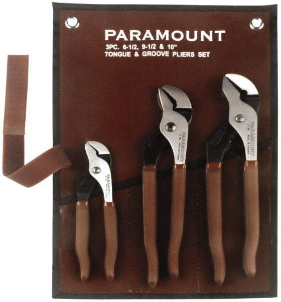 Paramount - 3 Piece Tongue & Groove Plier Set - Comes in Canvas Roll - A1 Tooling