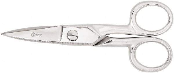 Clauss - 2" LOC, 5-1/4" OAL Chrome Plated Straight Scissors - Steel Straight Handle, For Paper, Fabric - A1 Tooling