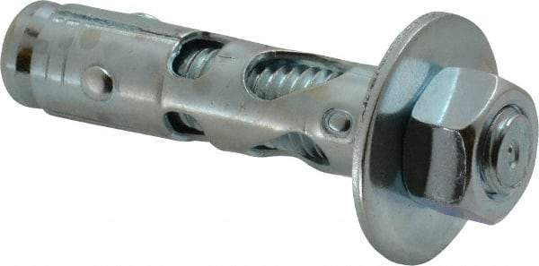 Powers Fasteners - 5/8" Diam, 5/8" Drill, 2-1/4" OAL, Sleeve Concrete Anchor - 1018 Steel, Hex Nut Head, Hex Drive - A1 Tooling