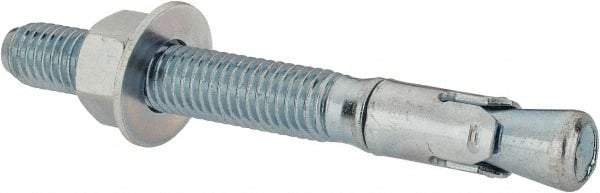 Powers Fasteners - 1/2" Diam, 1/2" Drill, 4-1/2" OAL, 1" Min Embedment Wedge Expansion Concrete Anchor - 1018 Steel, Zinc-Plated Finish, Hex Nut Head, Hex Drive, 2-3/4" Thread Length - A1 Tooling