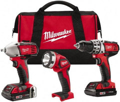 Milwaukee Tool - 18 Volt Cordless Tool Combination Kit - Includes 1/2" Compact Drill/Driver & 3/8" Compact Impact Wrench, Lithium-Ion Battery Included - A1 Tooling