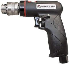 Universal Tool - 1/4" Reversible Keyed Chuck - Pistol Grip Handle, 2,600 RPM, 3.5 CFM, 0.3 hp, 90 psi - A1 Tooling