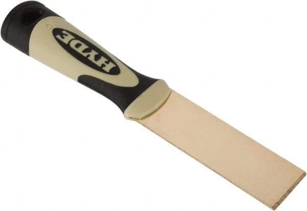 Hyde Tools - 1-1/4" Wide Brass Putty Knife - Stiff, Cushioned Grip Polypropylene Handle, 8" OAL - A1 Tooling