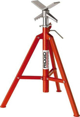 Ridgid - 1" to 12" Pipe Capacity, Portable Folding V-Head Stand - 28" to 52" High, 2,500 Lb Capacity - A1 Tooling