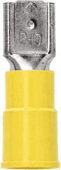 3M - 12 to 10 AWG, Vinyl, Partially Insulated, Female Wire Disconnect - 1/4 Inch Wide Tab, Yellow, RoHS 2011/65/EU Compliant - A1 Tooling