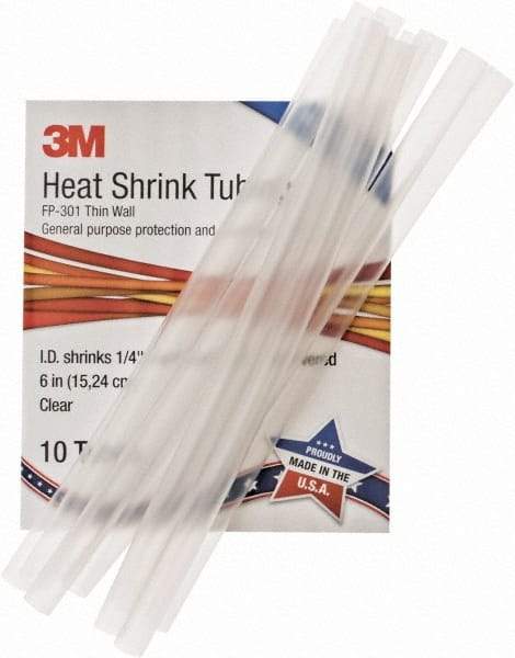 3M - 6" Long, 2:1, Polyolefin Heat Shrink Electrical Tubing - Clear - A1 Tooling