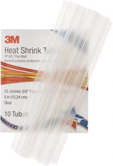 3M - 6" Long, 2:1, Polyolefin Heat Shrink Electrical Tubing - Clear - A1 Tooling