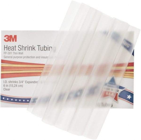 3M - 6" Long, 2:1, Polyolefin Heat Shrink Electrical Tubing - Clear - A1 Tooling