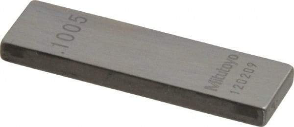 Mitutoyo - 0.1005" Rectangular Steel Gage Block - Accuracy Grade AS-1, Includes Certificate of Inspection - A1 Tooling