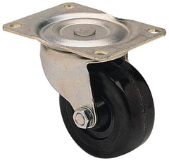 Albion - 2" Diam x 1" Wide x 2-1/2" OAH Top Plate Mount Swivel Caster - Hard Rubber, 150 Lb Capacity, Self-Lubricating Bearing, 1-7/8 x 2-9/16" Plate - A1 Tooling