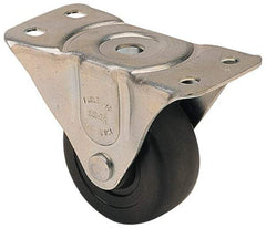 Albion - 2" Diam x 1" Wide x 2-1/2" OAH Top Plate Mount Rigid Caster - Soft Rubber, 90 Lb Capacity, Self-Lubricating Bearing, 1-1/2 x 2-21/32" Plate - A1 Tooling