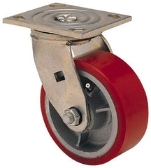 Albion - 6" Diam x 2" Wide x 7-1/4" OAH Top Plate Mount Swivel Caster - Phenolic, 900 Lb Capacity, Roller Bearing, 3-7/8 x 4-1/2" Plate - A1 Tooling