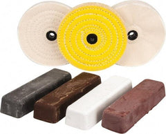 Made in USA - 6" Diam Concentric Sewn, Loose Sewn Buffing Wheel Set - 1/2, 5/8, 3/4 & 1" Arbor Hole - A1 Tooling