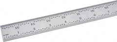 Fowler - 36" Long, 1/64, 1/32, 1/16, 1/8" Graduation, Rigid Steel Rule - 4R Graduation Style, Silver - A1 Tooling