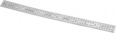 Fowler - 6" Long, 1/100, 1/64, 1/32, 1/10" Graduation, Flexible Steel Rule - 5R Graduation Style, Silver - A1 Tooling