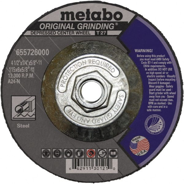 Metabo - Depressed-Center Wheels Wheel Diameter (Inch): 4 Wheel Thickness (Decimal Inch): 0.0400 - A1 Tooling