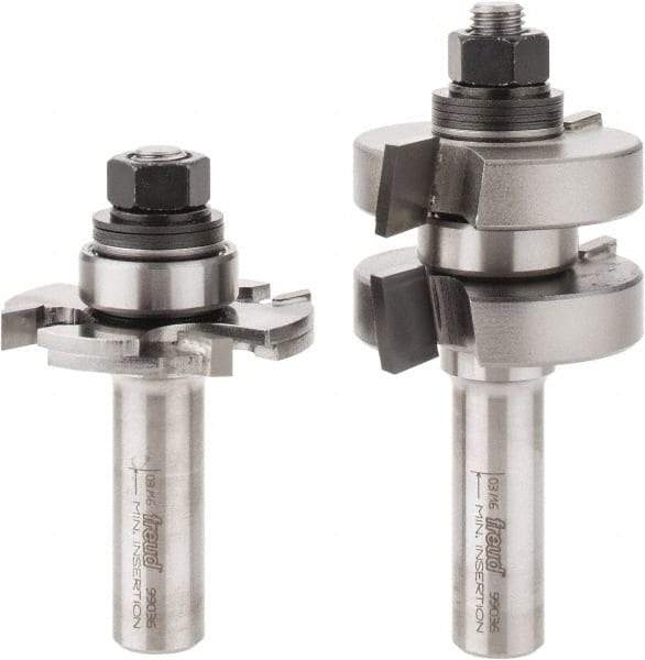 Freud - 1/4" Cut Diam, 1.3438" Length of Cut, 0 Flute Tongue & Groove Edge Profile Router Bit - Carbide-Tipped, 1/2" Shank Diam, 3-1/4" OAL, Proprietary Coating - A1 Tooling