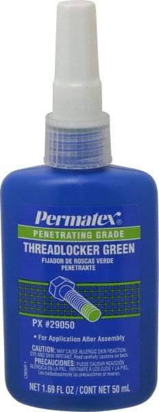 Permatex - 50 mL Bottle, Green, Liquid Medium Strength Threadlocker - Series 290, 24 hr Full Cure Time, Hand Tool, Heat Removal - A1 Tooling