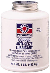 Permatex - 16 oz Bottle High Temperature Anti-Seize Lubricant - Copper, -30 to 1,800°F, Copper Colored, Water Resistant - A1 Tooling