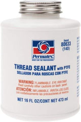 Permatex - 16 oz Brush Top Can White Thread Sealant - PTFE Based, 300°F Max Working Temp, For Use with Fittings - A1 Tooling