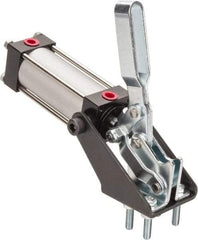 Gibraltar - 350 Lb Inner Hold Capacity, Vert Mount, Air Power Hold-Down Toggle Clamp - 1/8 NPT Port, 92° Bar Opening, 1.38" Height Under Bar - A1 Tooling