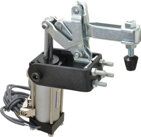 Gibraltar - 375 Lb Inner Hold Capacity, Horiz Mount, Air Power Hold-Down Toggle Clamp - 1/8 NPT Port, 95° Bar Opening, 2.76" Height Under Bar - A1 Tooling