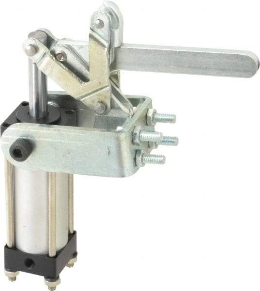 Gibraltar - 450 Lb Inner Hold Capacity, Horiz Mount, Air Power Hold-Down Toggle Clamp - 1/8 NPT Port, 95° Bar Opening, 2.76" Height Under Bar - A1 Tooling