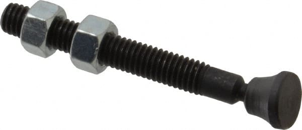 Gibraltar - 3/8-16 Carbon Steel Swivel Foot Tip Clamp Spindle Assembly - 2.44" Thread Length, 3.38" OAL, Flat Tip Cap, Use with Toggle Clamps - A1 Tooling