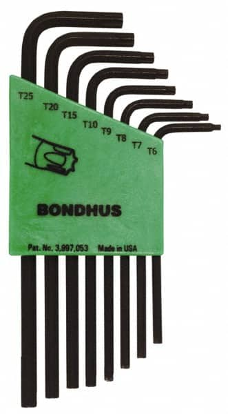 Bondhus - 8 Piece T6 to T25 L-Key Long Arm Torx Key Set - A1 Tooling