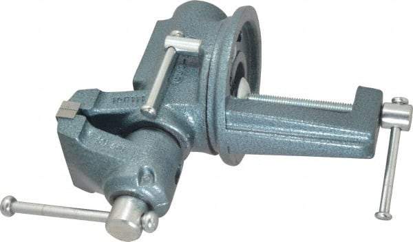 Wilton - 2-1/2" Jaw Width, 2-1/8" Opening Capacity, 1-3/4" Throat Depth, Steel Swivel Bench Vise - Clamp-On Base Attachment, 10.1" Long x 10.2" Wide x 5-2/5" High - A1 Tooling