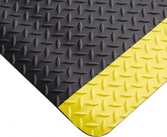 Anti-Fatigue Mat: 8' Length, 3' Wide, 11/16″ Thick, Vinyl Diamond Plate, Black & Yellow, Dry