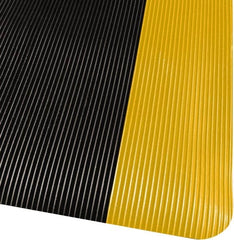 PRO-SAFE - 3' Long x 2' Wide, Dry Environment, Anti-Fatigue Matting - Black with Yellow Borders, Vinyl with Vinyl Sponge Base, Beveled on 4 Sides - A1 Tooling