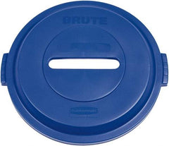 Rubbermaid - Round Lid for Use with 32 Gal Round Recycle Containers - Blue, Plastic, For 2632 Brute Trash Cans - A1 Tooling