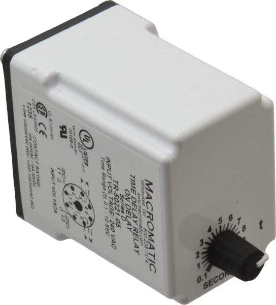 Macromatic - 8 Pin, Multiple Range DPDT Time Delay Relay - 10 Contact Amp, 240 VAC, Knob - A1 Tooling