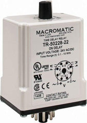 Macromatic - 8 Pin, 10 min Delay, Multiple Range DPDT Time Delay Relay - 10 Contact Amp, 24 VAC/VDC, Knob - A1 Tooling