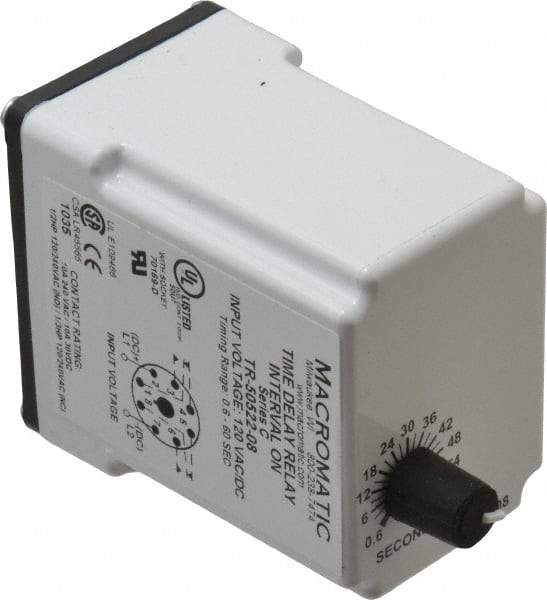 Macromatic - 8 Pin, Multiple Range DPDT Time Delay Relay - 10 Contact Amp, 120 VAC/VDC, Knob - A1 Tooling