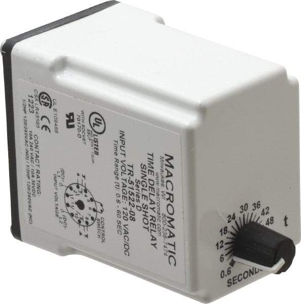 Macromatic - 11 Pin, Multiple Range DPDT Time Delay Relay - 10 Contact Amp, 120 VAC/VDC, Knob - A1 Tooling