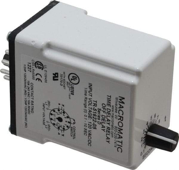 Macromatic - 11 Pin, Multiple Range DPDT Time Delay Relay - 10 Contact Amp, 120 VAC/VDC, Knob - A1 Tooling