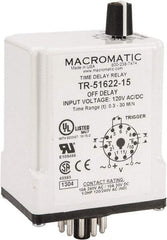 Macromatic - 11 Pin, 0.3 to 30 min Delay, Multiple Range DPDT Time Delay Relay - 10 Contact Amp, 120 VAC/VDC, Knob - A1 Tooling