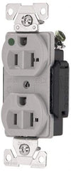 Cooper Wiring Devices - 125 VAC, 15 Amp, 5-15R NEMA Configuration, Gray, Hospital Grade, Self Grounding Duplex Receptacle - 1 Phase, 2 Poles, 3 Wire, Flush Mount, Antimicrobial, Chemical and Impact Resistant - A1 Tooling