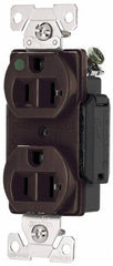 Cooper Wiring Devices - 125 VAC, 20 Amp, 5-20R NEMA Configuration, Brown, Hospital Grade, Self Grounding Duplex Receptacle - 1 Phase, 2 Poles, 3 Wire, Flush Mount, Antimicrobial, Chemical and Impact Resistant - A1 Tooling