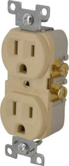 Cooper Wiring Devices - 125 VAC, 15 Amp, 5-15R NEMA Configuration, Ivory, Specification Grade, Self Grounding Duplex Receptacle - 1 Phase, 2 Poles, 3 Wire, Flush Mount, Tamper Resistant - A1 Tooling