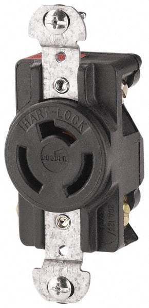 Cooper Wiring Devices - 125/250 VAC, 20 Amp, NonNEMA, Ungrounded Receptacle - 3 Poles, 3 Wire, Female End, Black - A1 Tooling